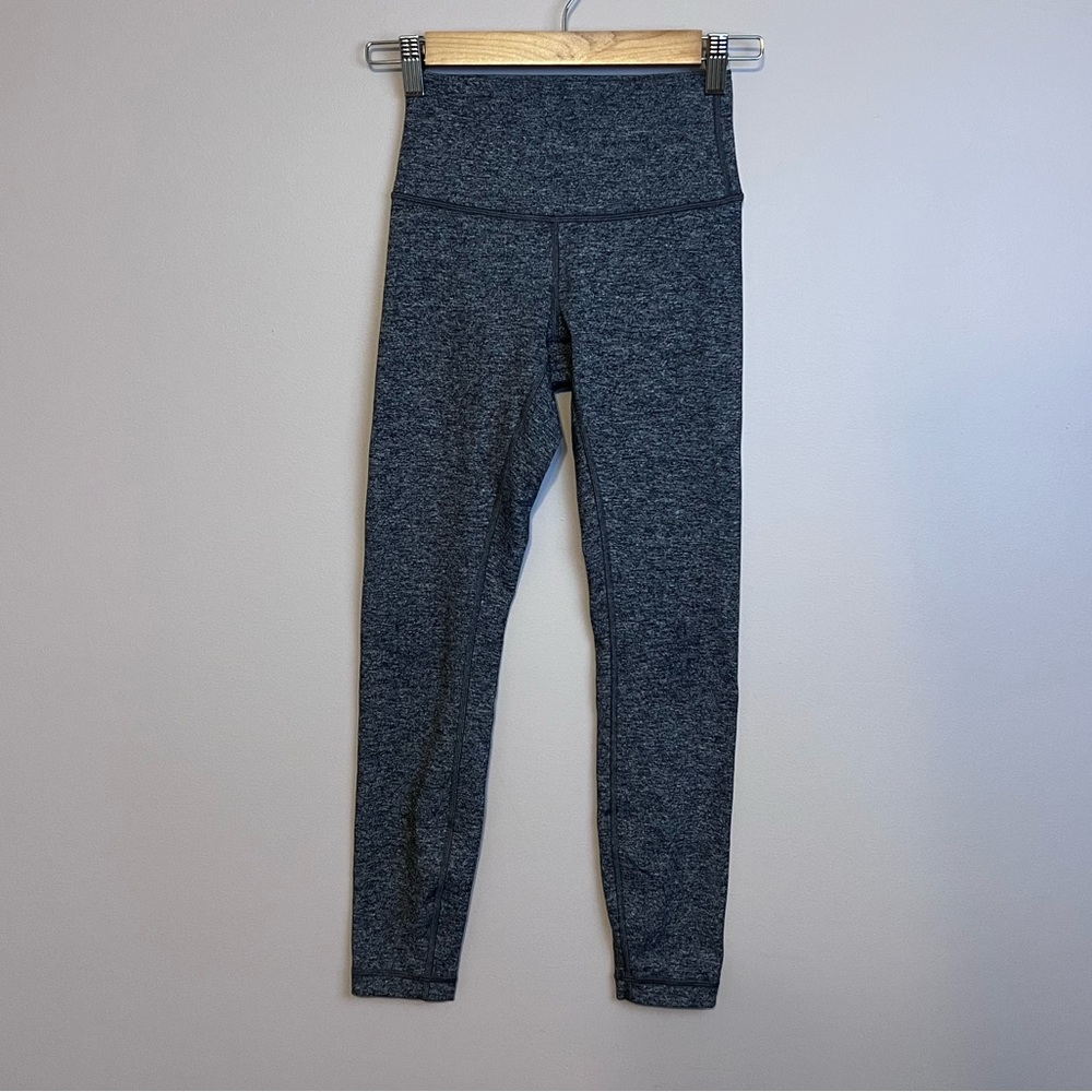 Lululemon Gray Leggings 4 High Waist Full Length Leg Dark Gray Workout Pants
